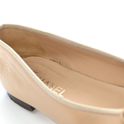 Chanel Lambskin Cap Toe Ballerina Flats 39.5 Beige Black 14 of 14