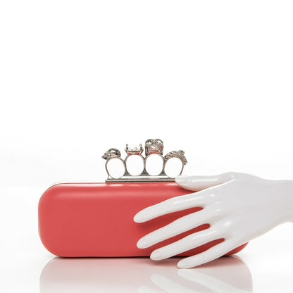 Alexander McQueen Nappa Skull Knuckle Box Clutch Geranio 2 of 7