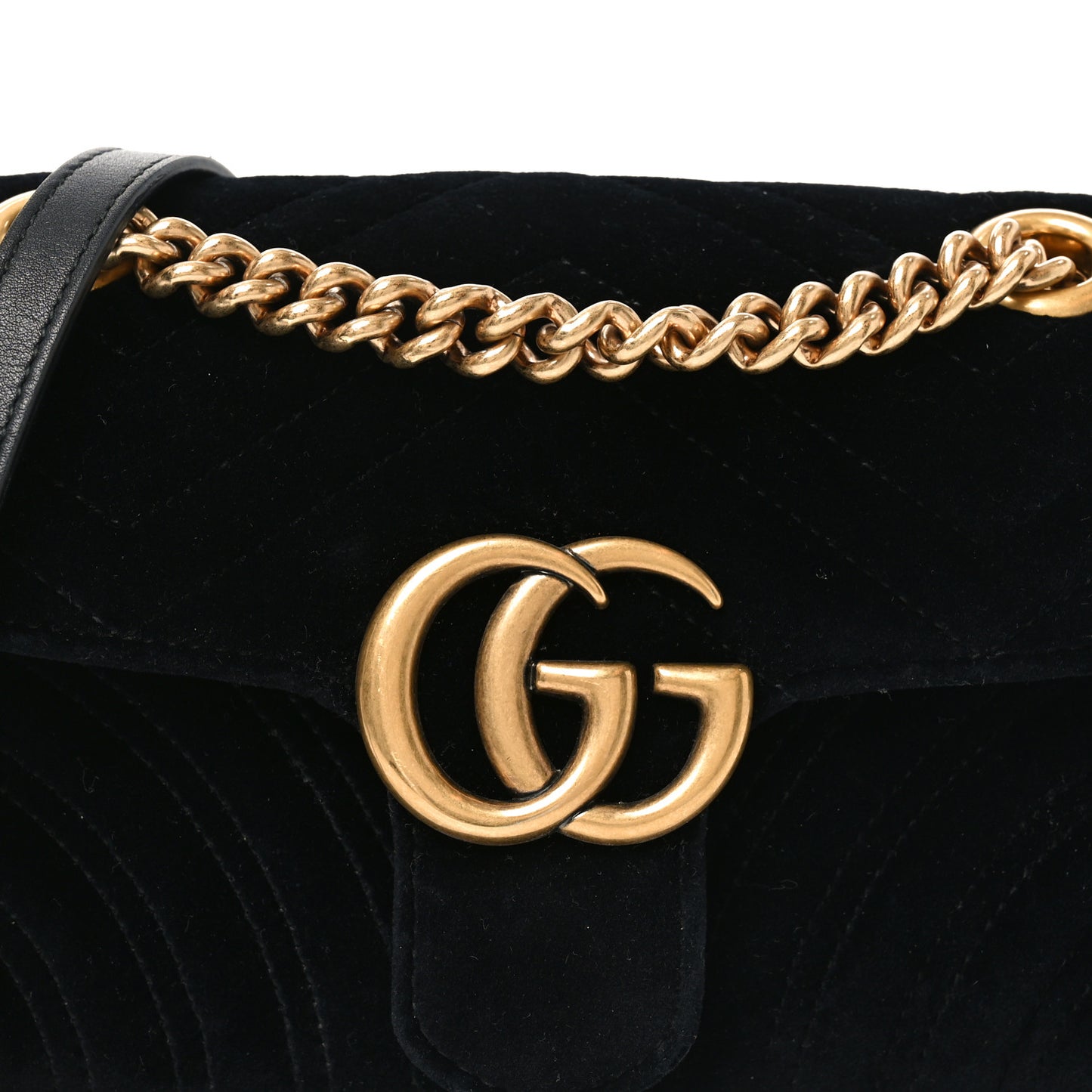 Velvet Matelasse Mini GG Marmont Shoulder Bag Black