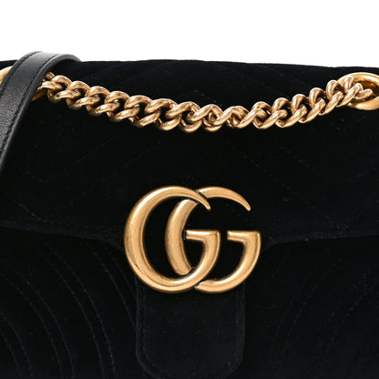 Gucci Velvet Matelasse Mini GG Marmont Shoulder Bag Black 8 of 10