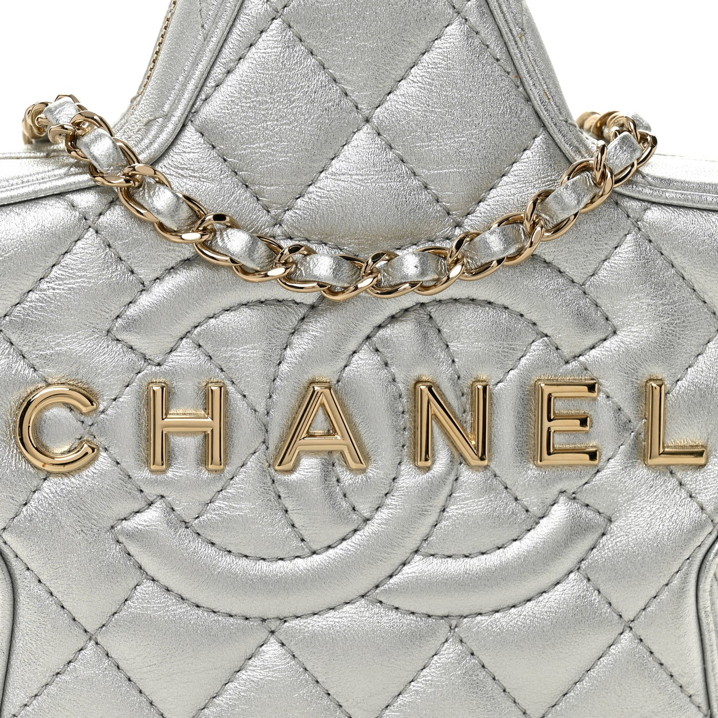 Metallic Lambskin Walk Of Fame Bag Silver