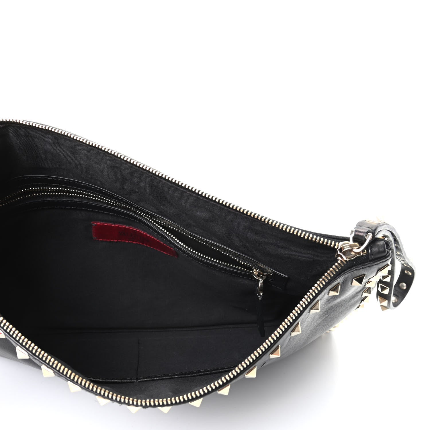 Valentino Garavani Vitello Large Rockstud Zip Wristlet Pouch Black 5 of 6