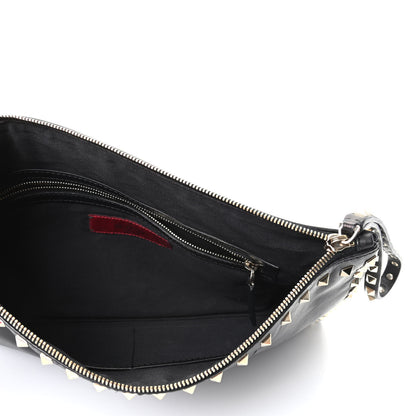 Valentino Garavani Vitello Large Rockstud Zip Wristlet Pouch Black 5 of 6