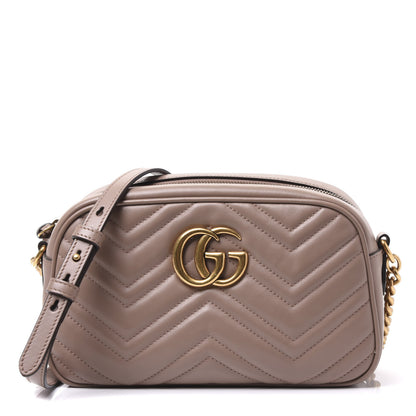 Gucci Calfskin Matelasse Small GG Marmont Chain Shoulder Bag Porcelain Rose 1 of 9
