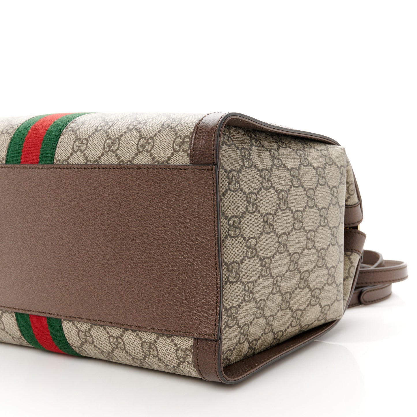GG Supreme Monogram Web Medium Ophidia Tote Bag Brown
