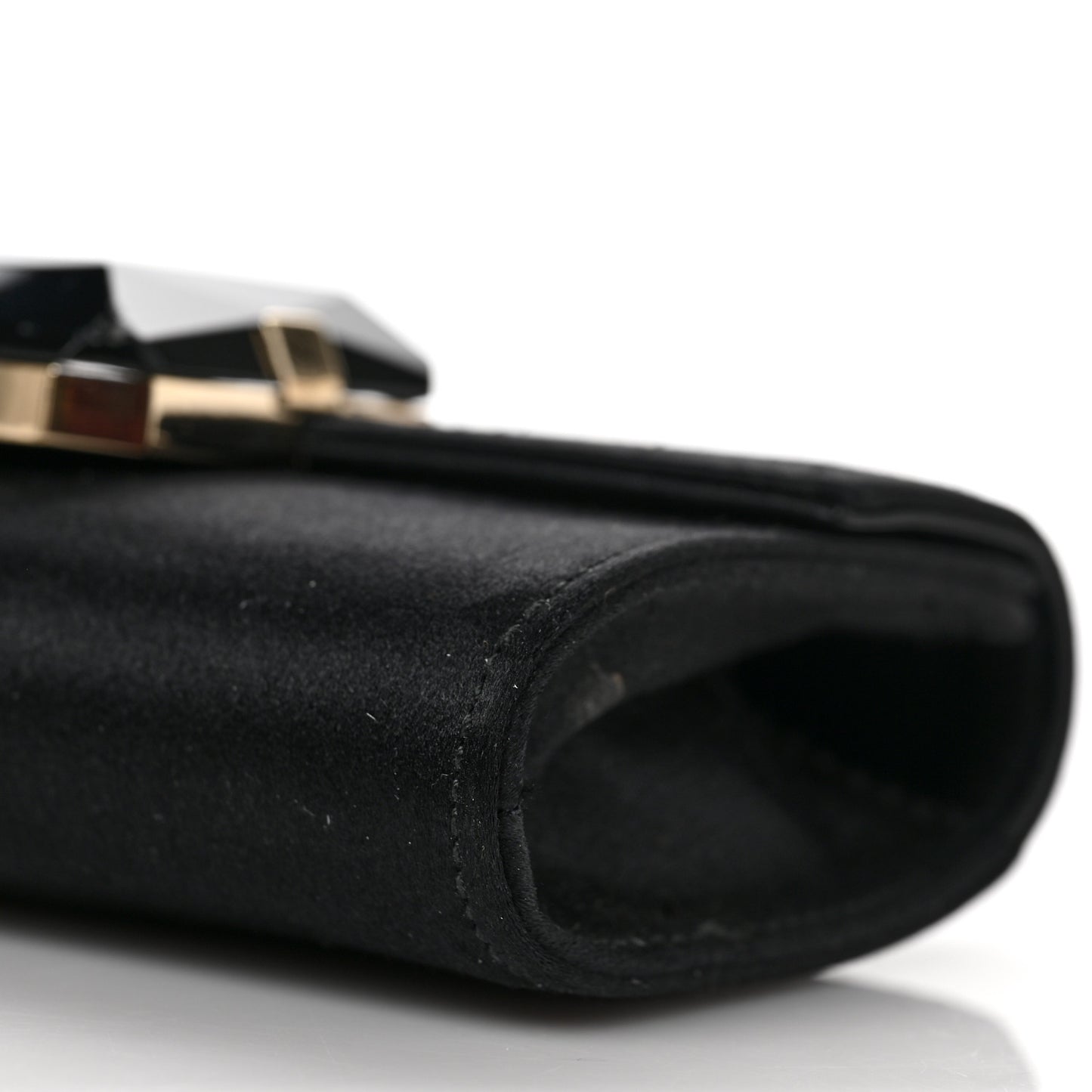 Satin Padlock Clutch Black