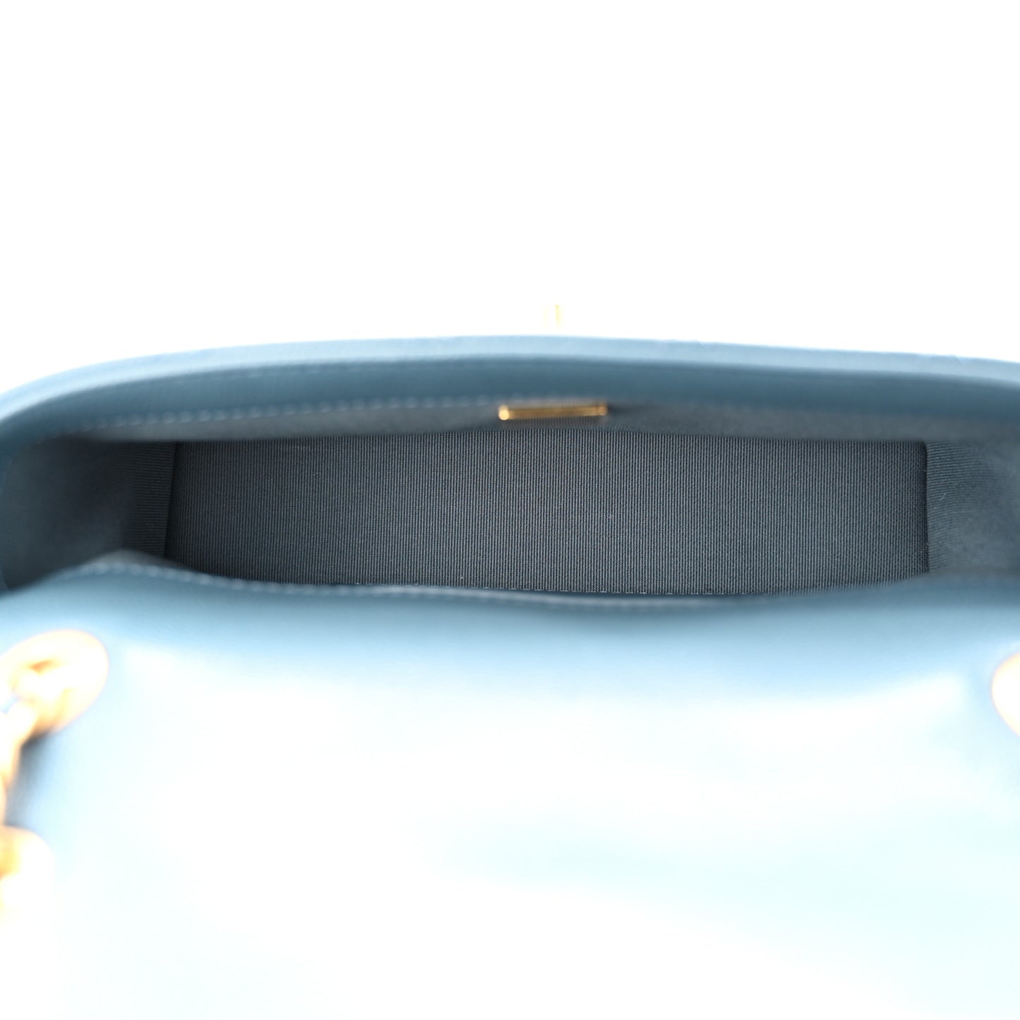 Caviar Quilted Camellia Chain Around Flap Blue