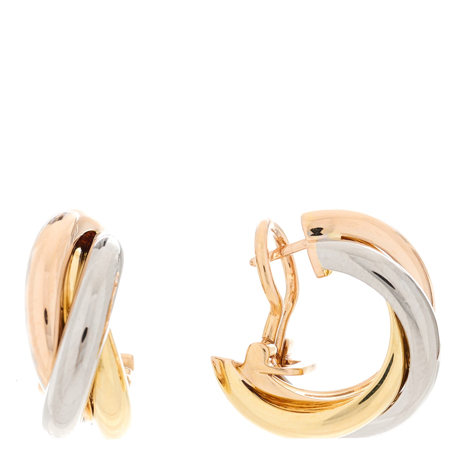 Cartier 18K Pink Yellow White Gold Small Trinity Earrings 1 of 7