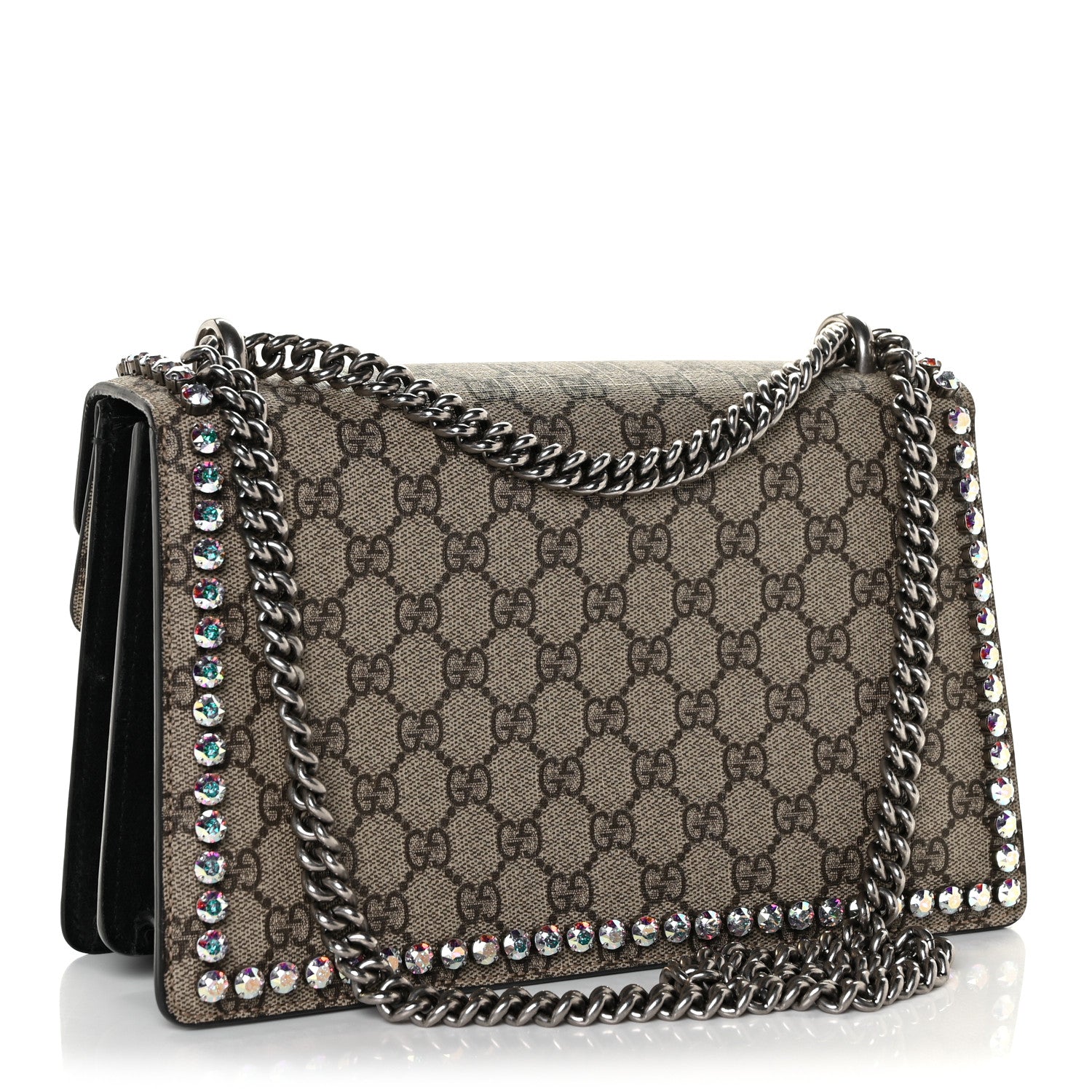 Gucci GG Supreme Monogram Crystal Small Dionysus Shoulder Bag Black 3 of 11