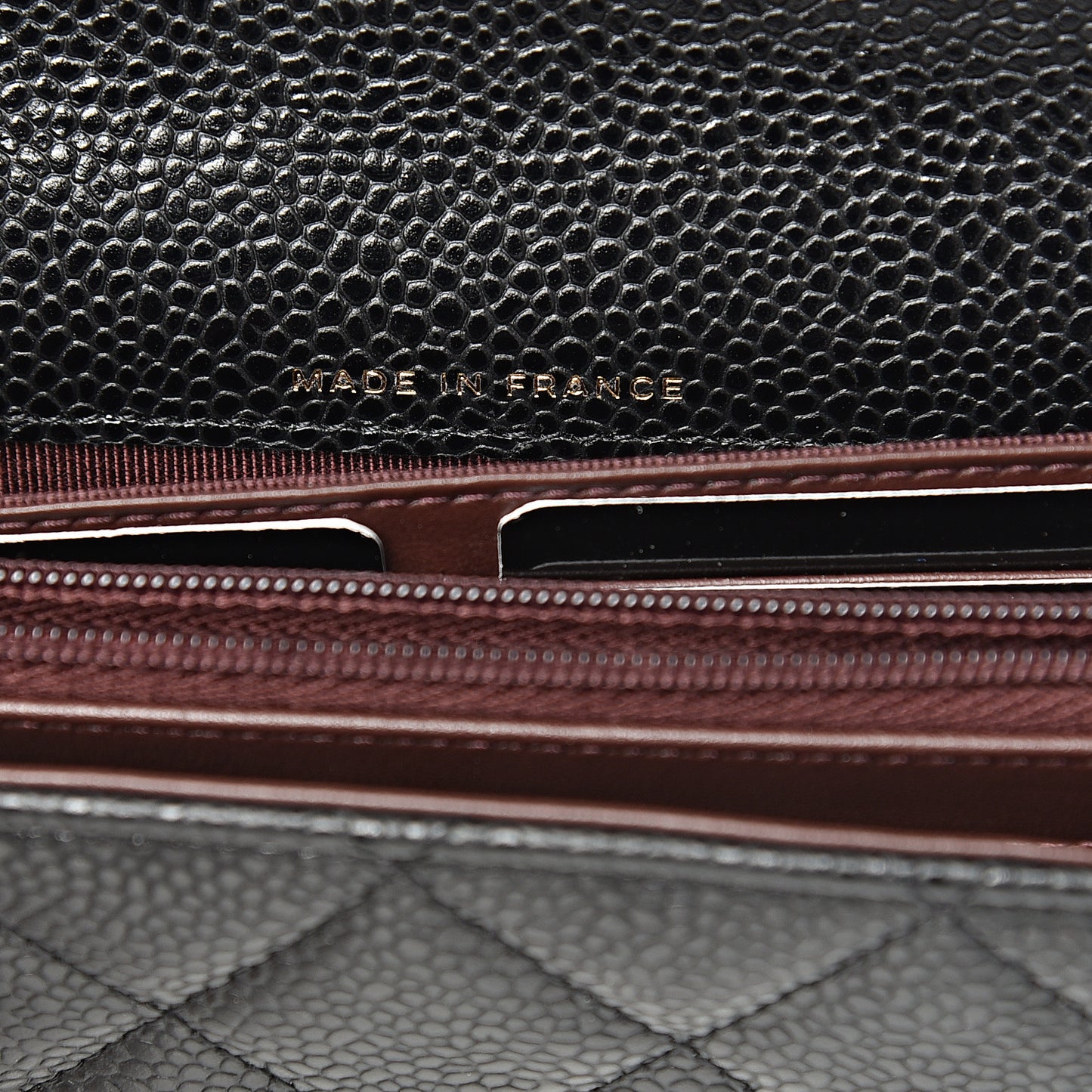 Caviar Quilted Large Gusset Flap Wallet Black