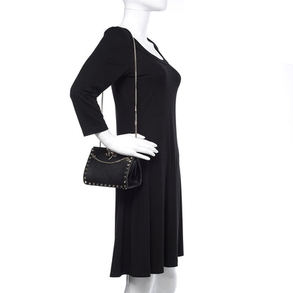 Valentino Garavani Calfskin Rockstud Mini Chain Shoulder Bag Black 2 of 10