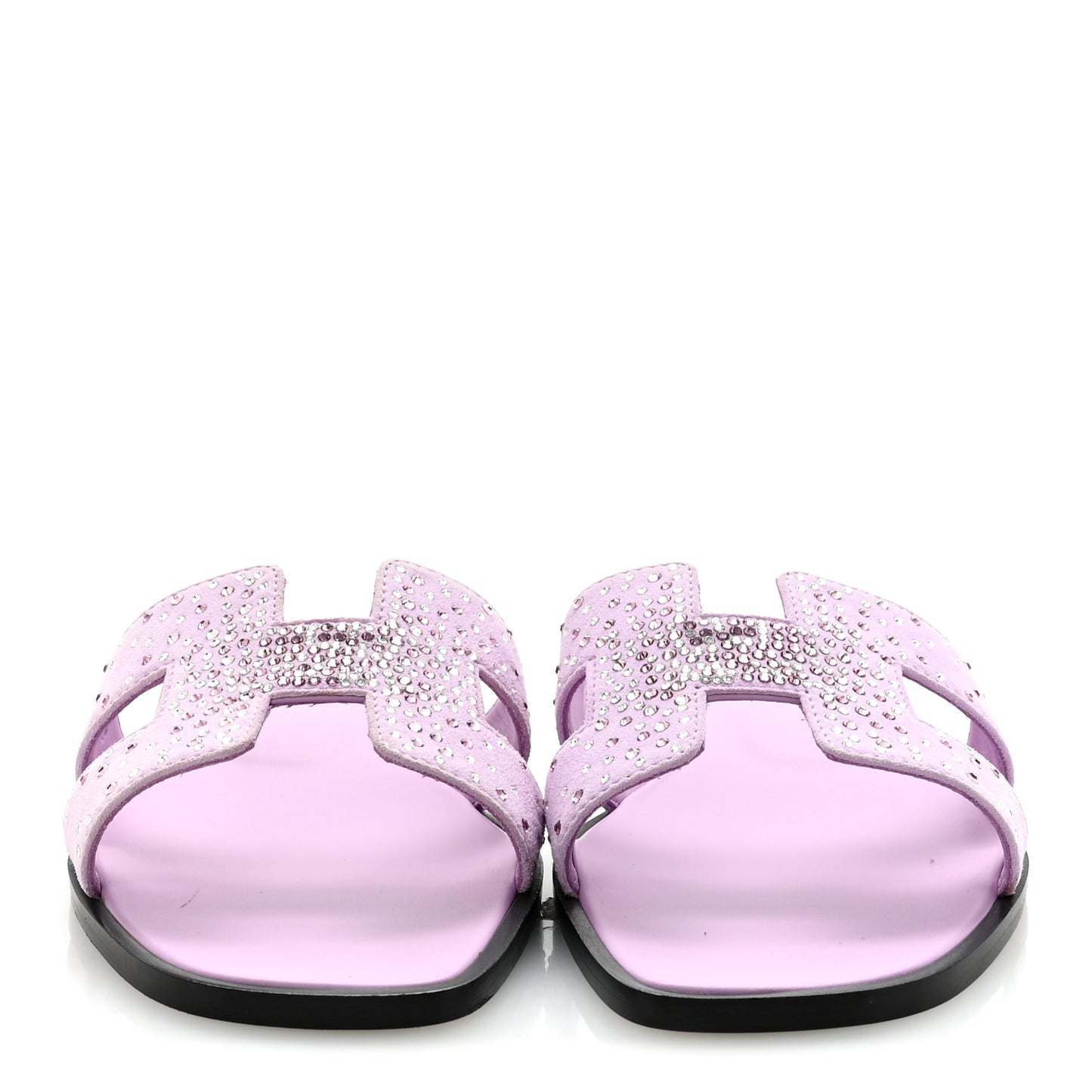 Suede Goatskin Crystal Oran Sandals 37 Violet Amethyste