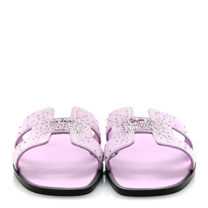 Hermes Suede Goatskin Crystal Oran Sandals 37 Violet Amethyste 3 of 10