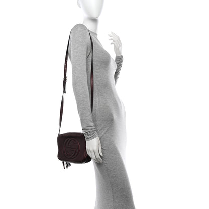 Gucci Metallic Pebbled Calfskin Small Soho Disco Bag Burgundy 2 of 17
