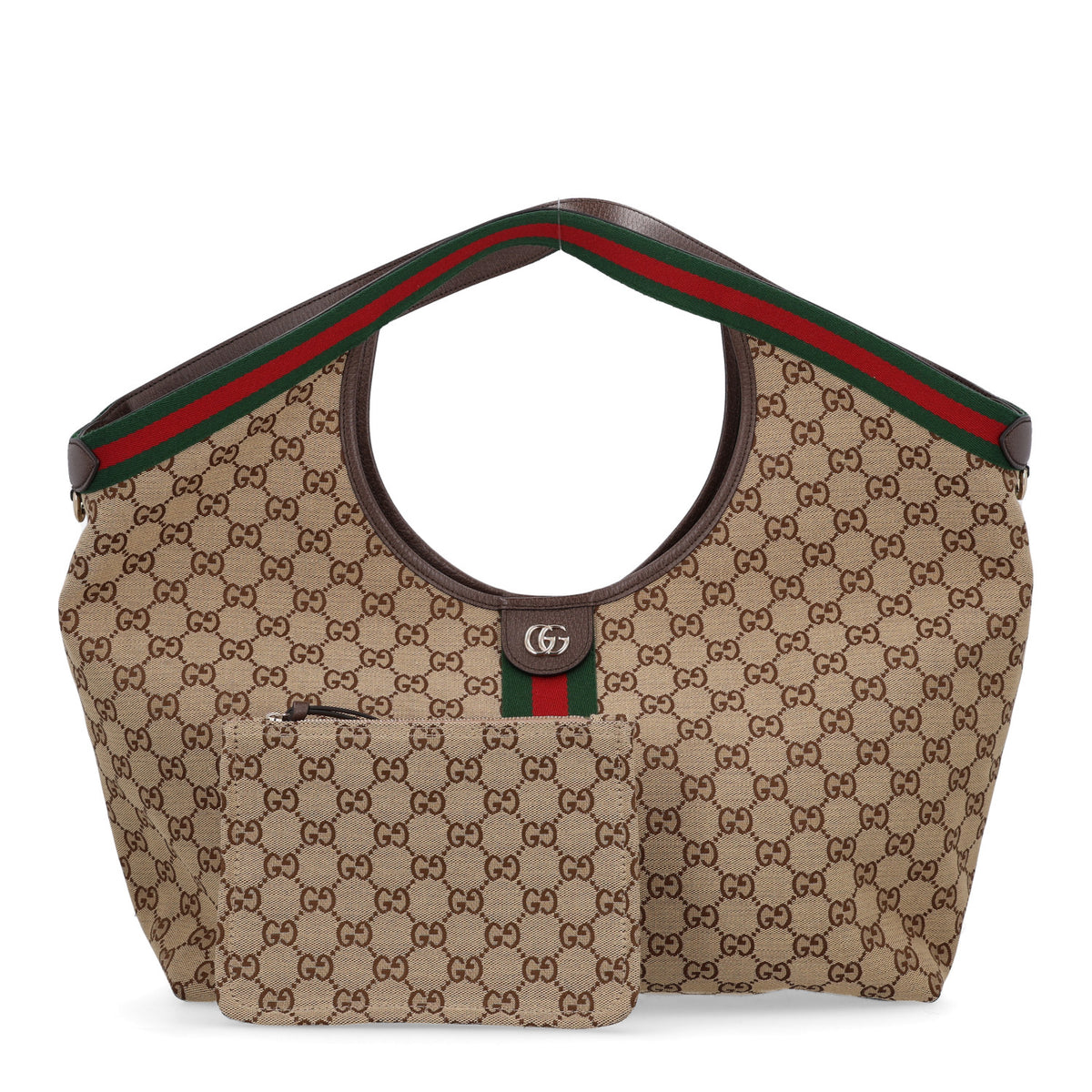 Gucci GG Monogram Web Large Giglio Tote Beige Brown 3 of 10