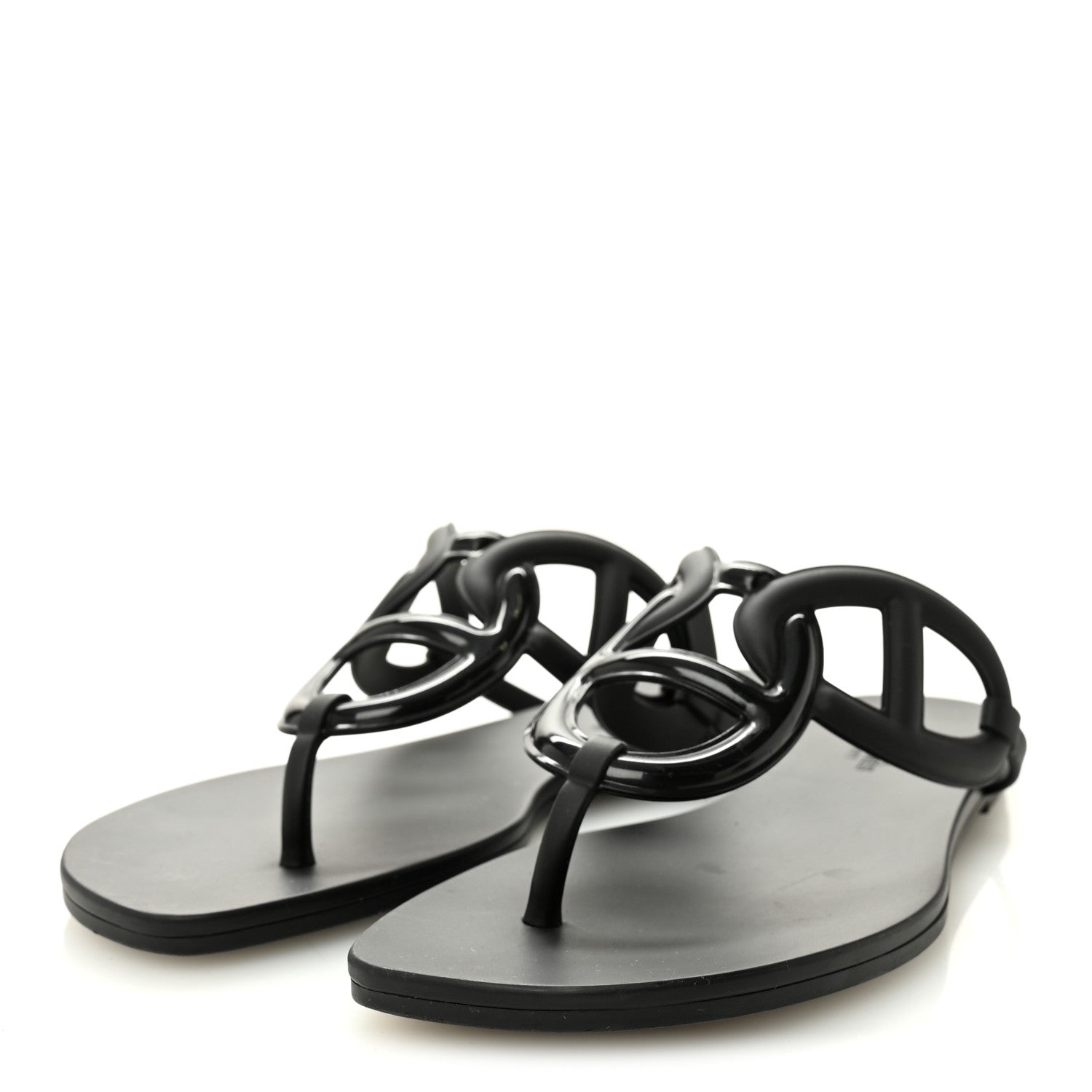Hermes Rubber Womens Egerie Sandals 40 Black 3 of 10