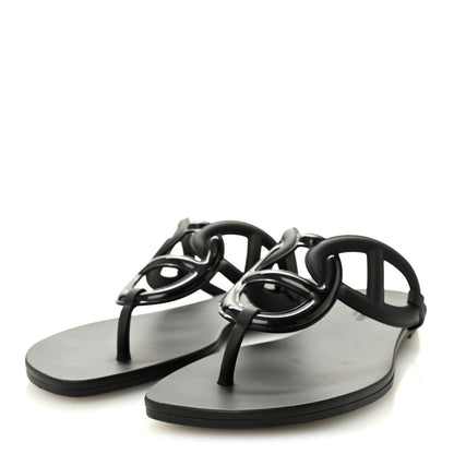 Hermes Rubber Womens Egerie Sandals 40 Black 3 of 10