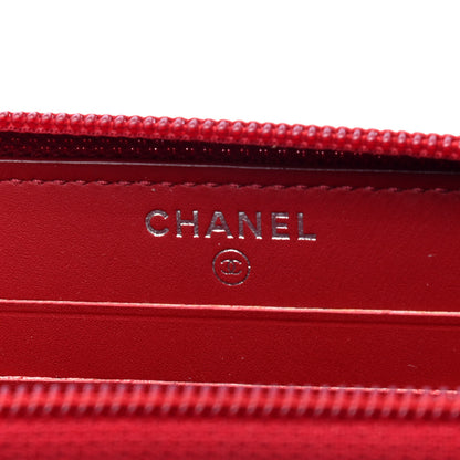 Chanel Caviar Quilted Small Boy Zip Around Wallet Dark Red 4 of 4