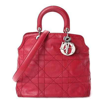 Christian Dior Lambskin Cannage Medium Granville Tote Red 1 of 10