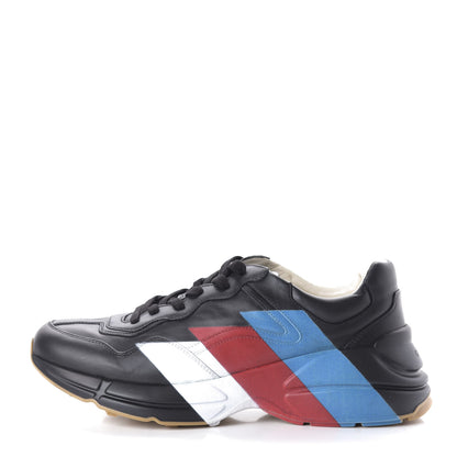 Gucci Calfskin Web Printed Mens Rhyton Sneakers 10.5 Black 1 of 9