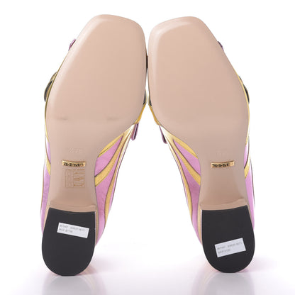 Gucci Metallic Nappa Inlay GG Marmont Fringe 50mm Loafer Pumps 36.5 Oro Vecchio Rosa 6 of 10