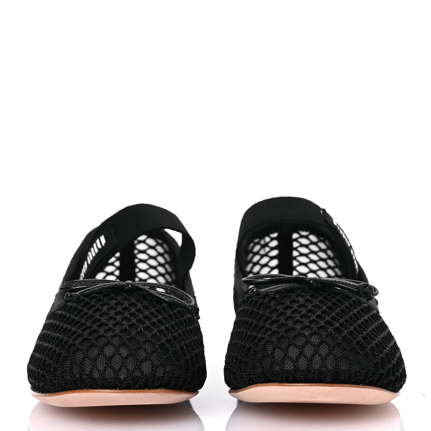 Mesh Fabric Ballerina Flats 36 Black