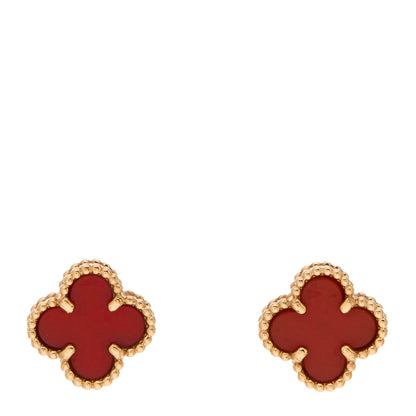 Van Cleef & Arpels 18K Rose Gold Carnelian Sweet Alhambra Earrings 1 of 5