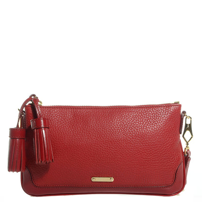 Burberry Pebbled Leather Slim Peyton Crossbody Clutch Bag Military Red 1 of 11