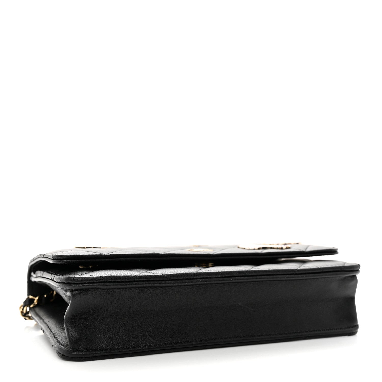 Chanel Lambskin Quilted Enamel Wallet On Chain WOC Black 5 of 12