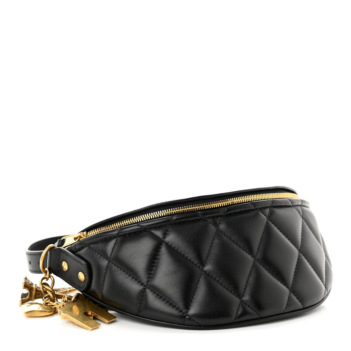 Calfskin Quilted XXS Souveniers Charms Belt Bag Black