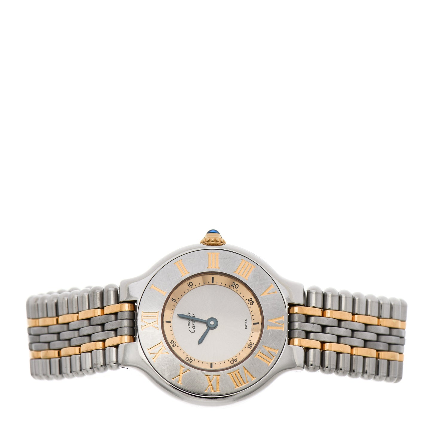 Stainless Steel 18K Yellow Gold 28mm Must De 21 Bullet Link Quartz Watch