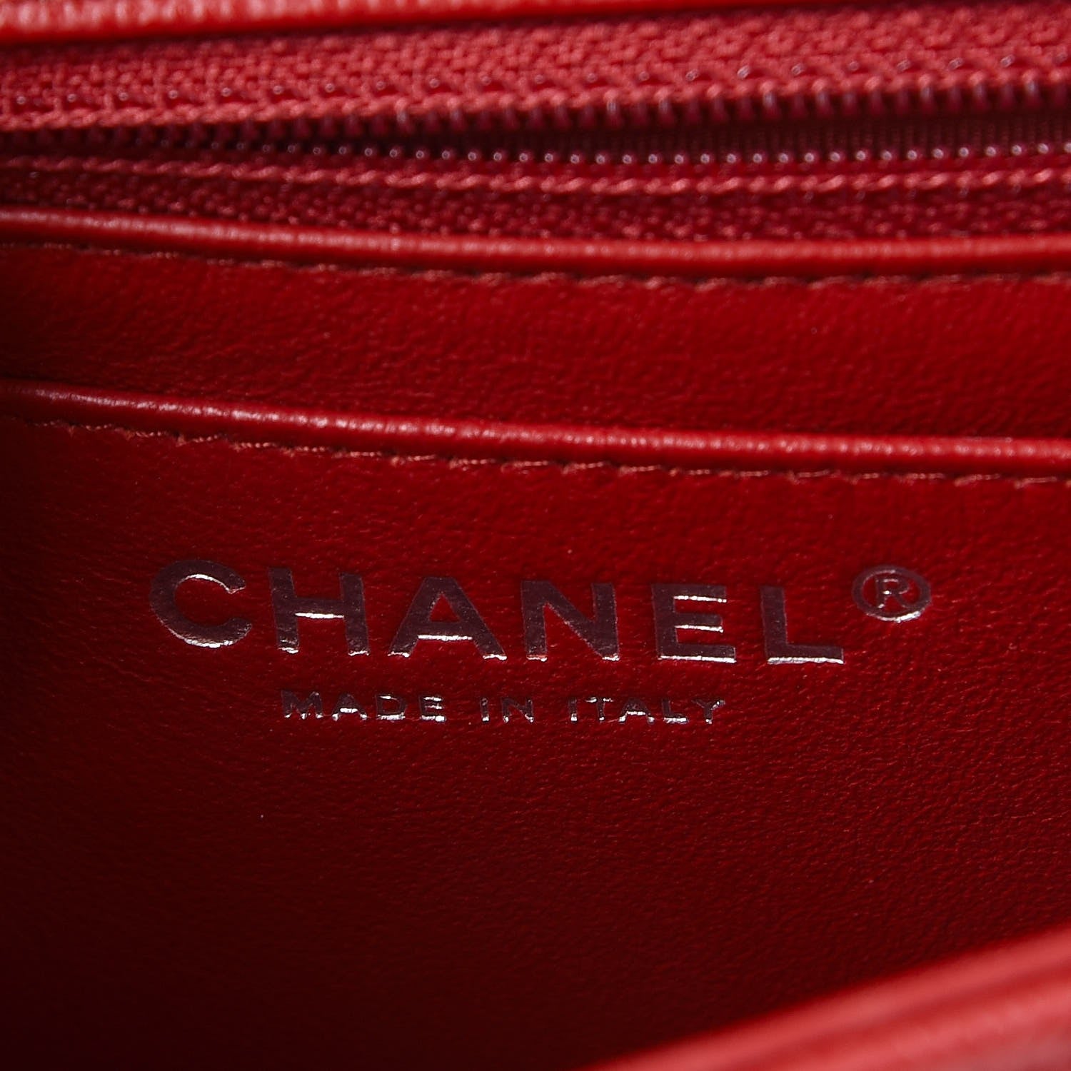 Chanel Caviar Chevron Quilted Mini Square Flap Dark Red 6 of 8