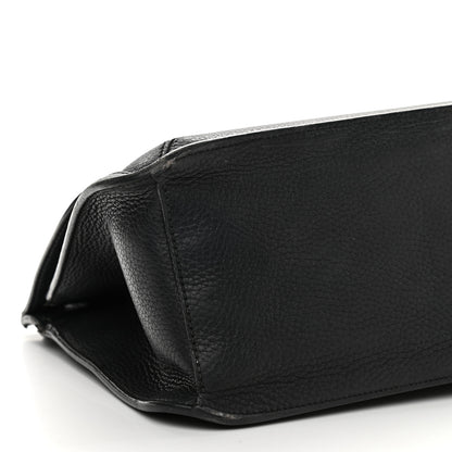 Gucci Pebbled Calfskin Medium Bamboo Daily Flap Shoulder Bag Black 7 of 17