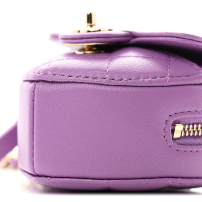 Chanel Lambskin Quilted CC In Love Heart Waist Belt Bag With Chain Purple 10 of 11