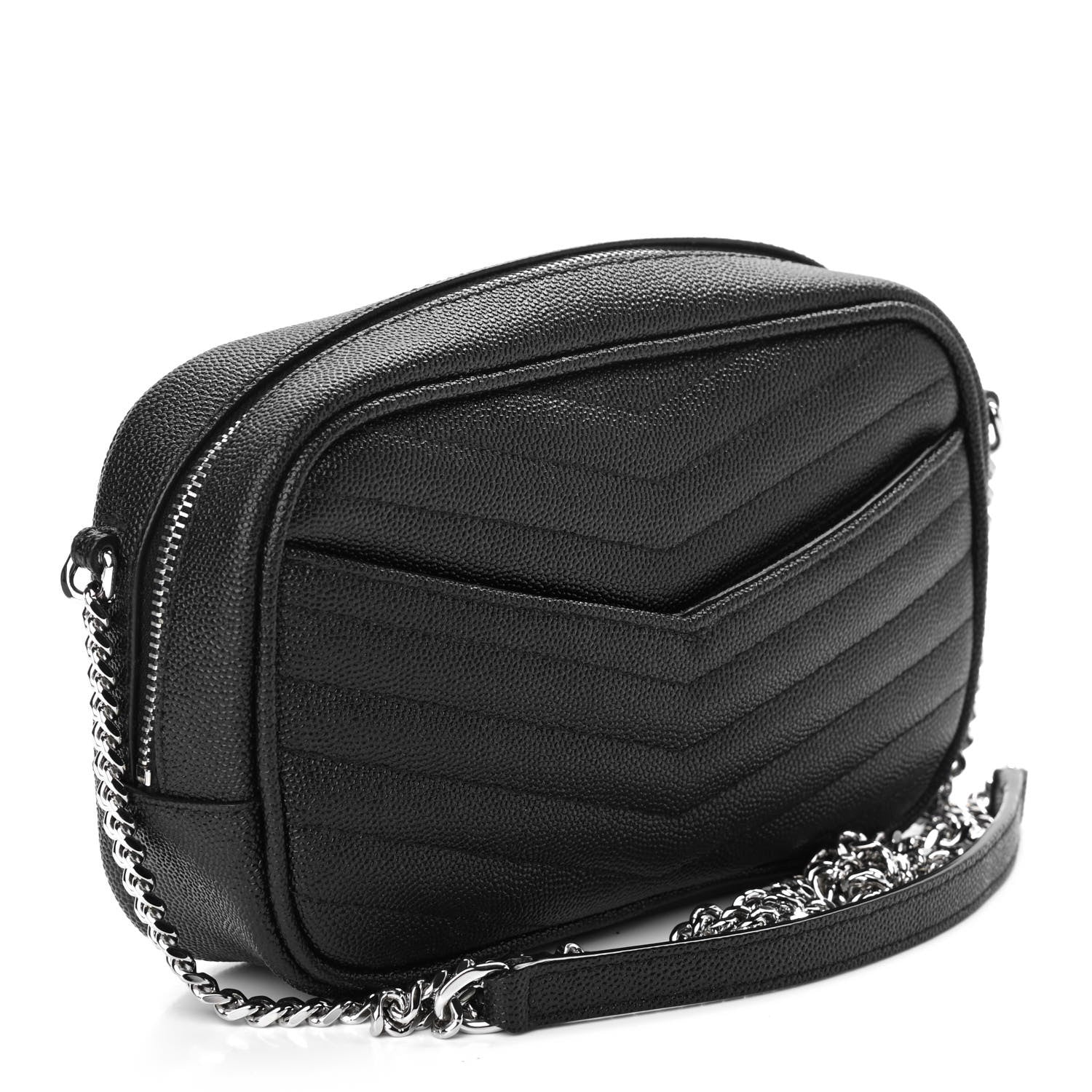 Saint Laurent Grain De Poudre Matelasse Monogram Mini Lou Camera Bag Black 3 of 9