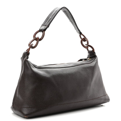 Chanel Caviar CC Wood Chain Hobo Dark Brown 3 of 10