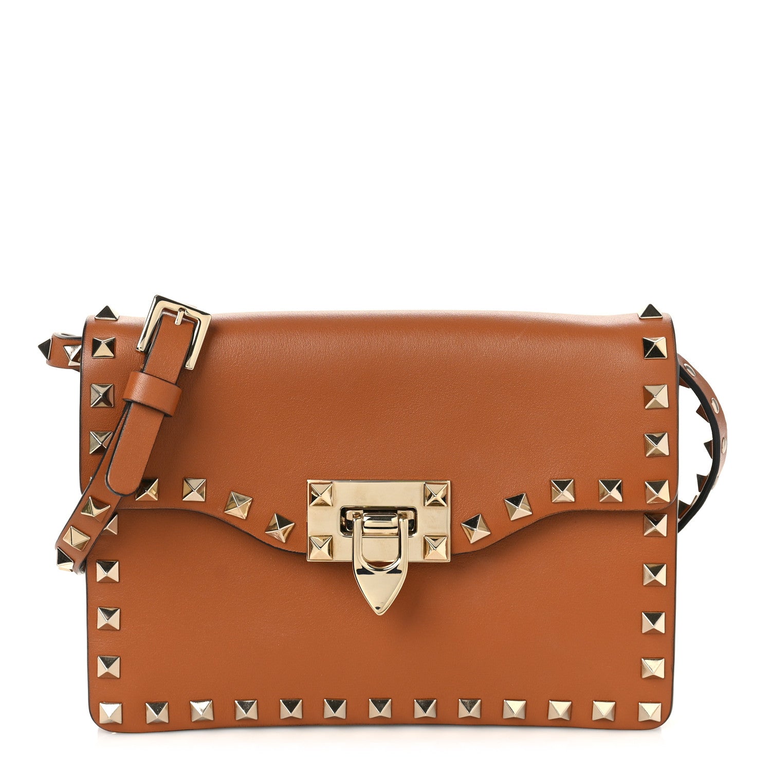 Valentino Garavani Vitello Mini Rockstud Flip Lock Crossbody Bag Light Cuir 1 of 8