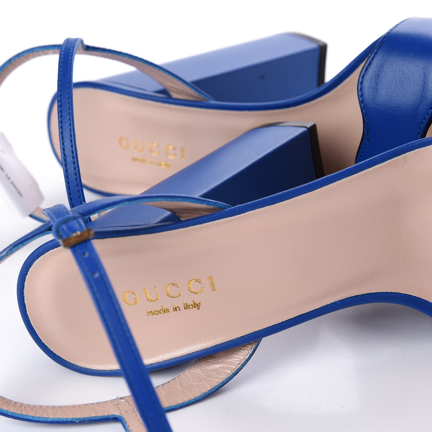 Calfskin GG Marmont Ankle Wrap 30/115mm Platform Sandals 36.5 Bright Blue
