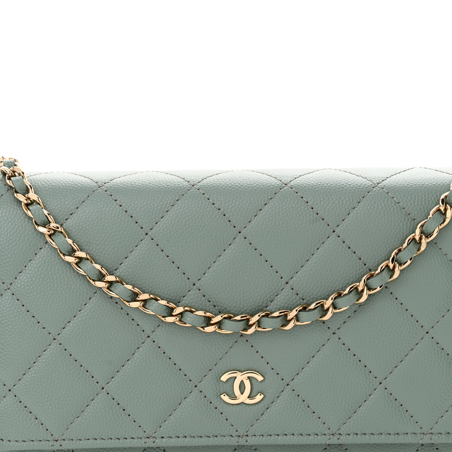 Chanel Caviar Quilted Wallet on Chain WOC Light Blue 9 of 13