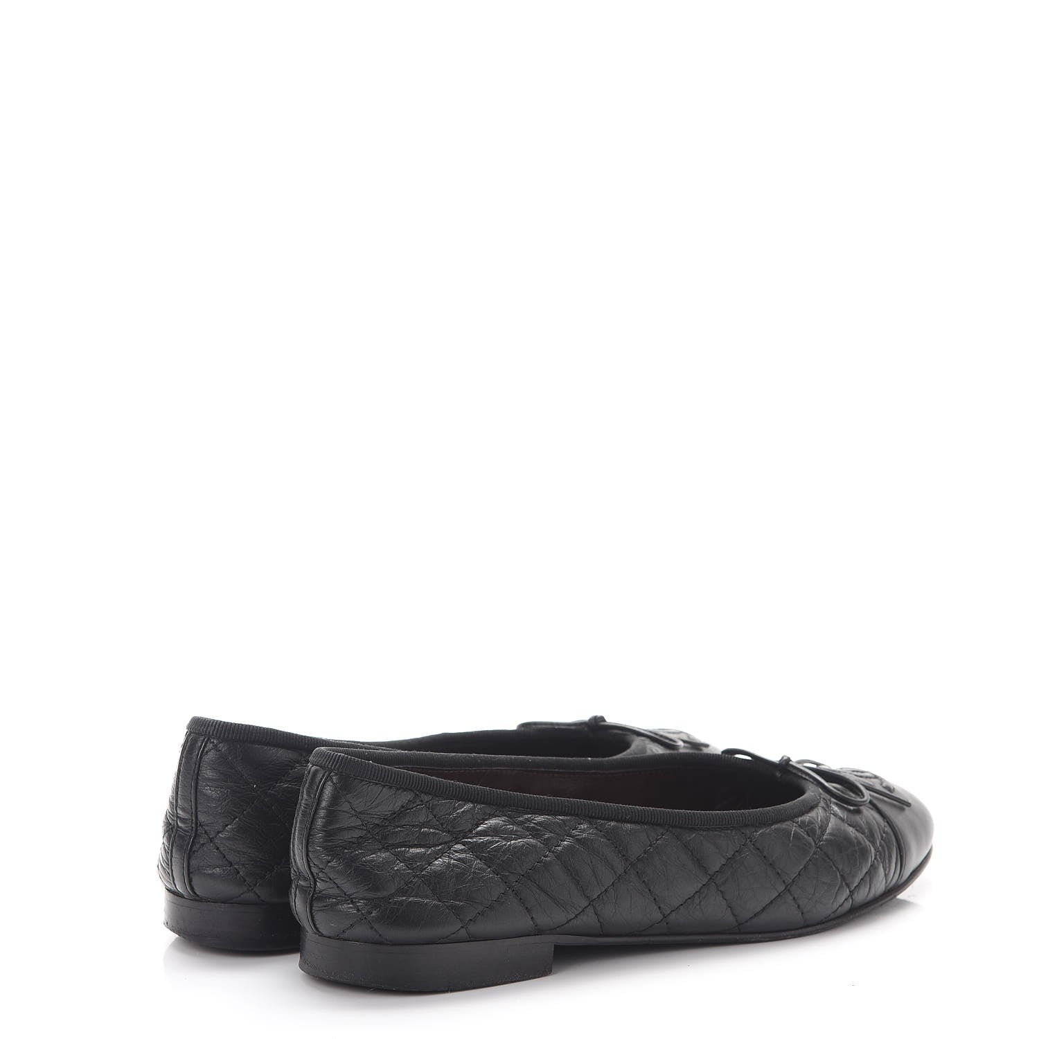 Chanel Aged Calfskin Quilted Cap Toe Ballerina Flats 38 Black 4 of 12