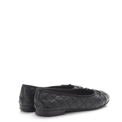 Chanel Aged Calfskin Quilted Cap Toe Ballerina Flats 38 Black 4 of 12