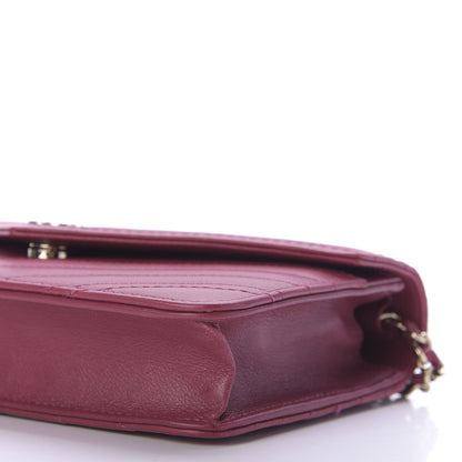 Chanel Goatskin Chevron Quilted Statement Wallet On Chain WOC Dark Pink 7 of 10