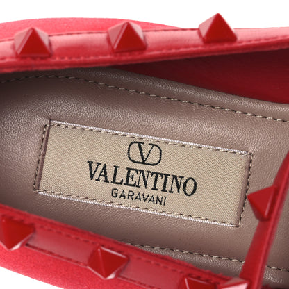 Valentino Garavani Satin Nappa Rockstud Ballerina Flats 40 Rouge Pur 9 of 11