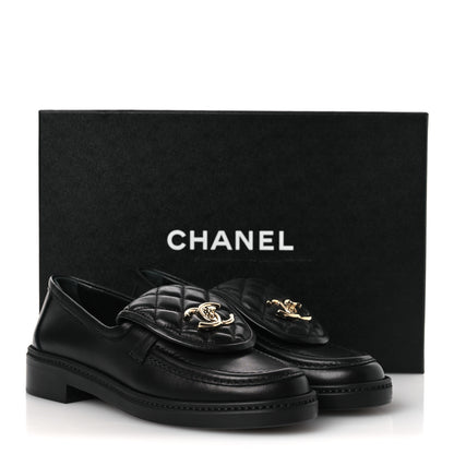 Chanel Lambskin Quilted CC Turnlock Loafers 36 Black 13 of 13