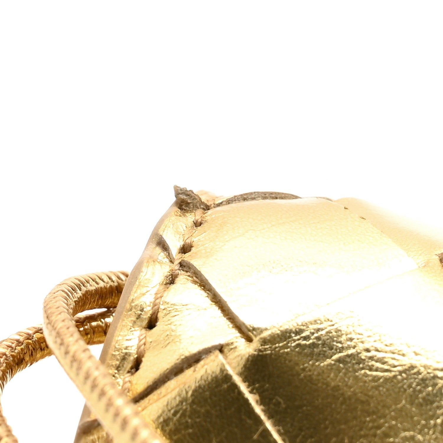 Bottega Veneta Metallic Lambskin Intrecciato Long Andiamo Top Handle Clutch Gold 7 of 7