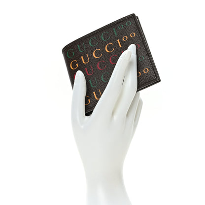 Gucci Textured Dollar Calfskin Gucci 100 Centennial Music Wallet New Acero New Shamarock Crop Hibiscus Red 2 of 7