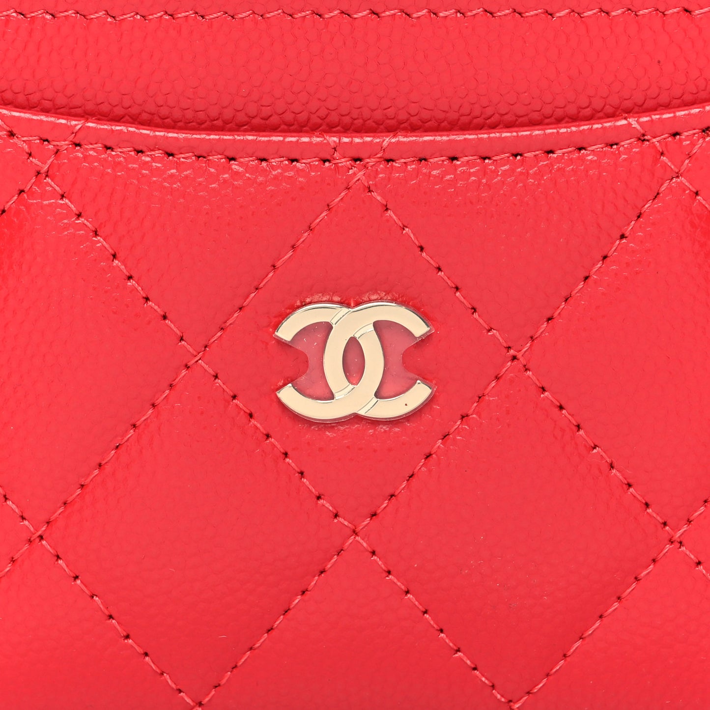 Caviar Quilted Card Holder Red