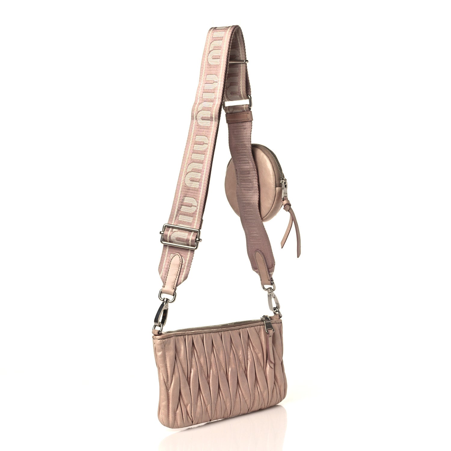 Miu Miu Nappa Matelasse Shine Shoulder Bag Pink 2 of 10