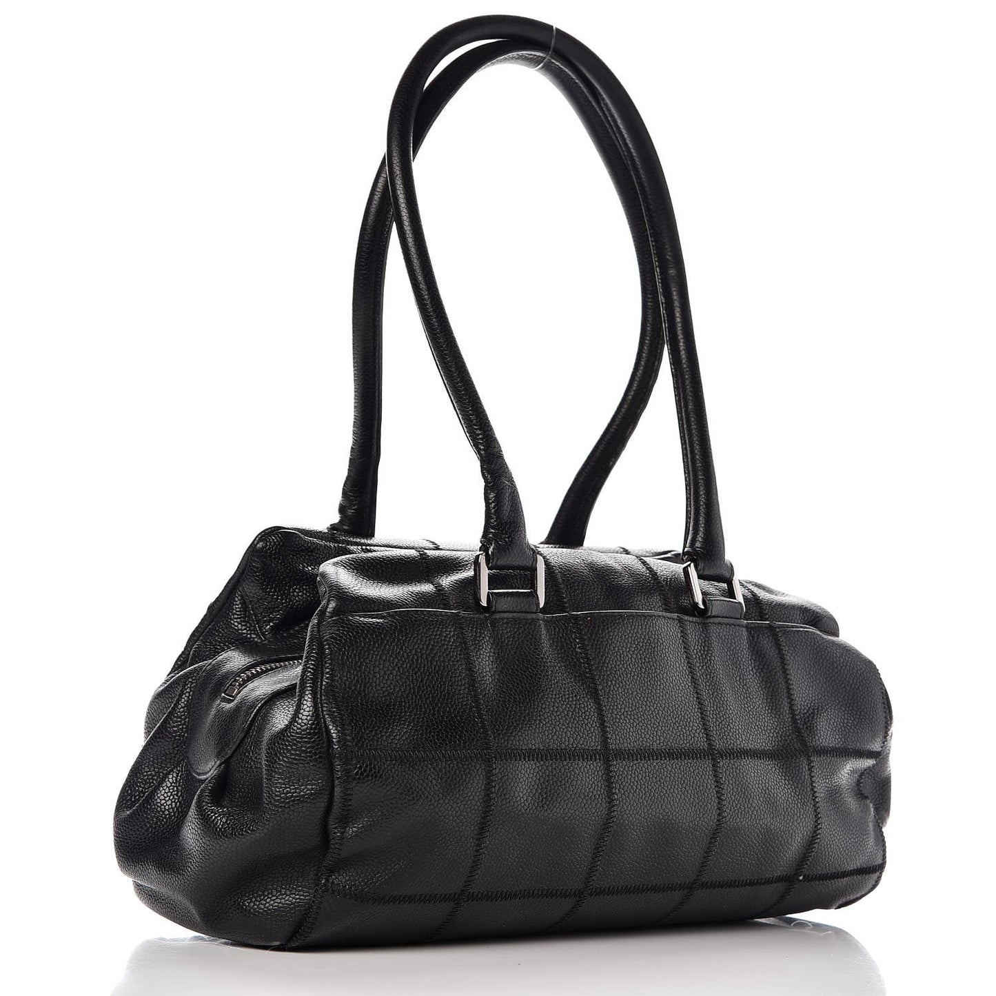 Caviar Square Stitched Medium Tote Black