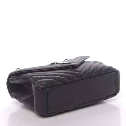 Saint Laurent Sheepskin Matelasse Chevron Monogram Medium College Bag Black 5 of 10